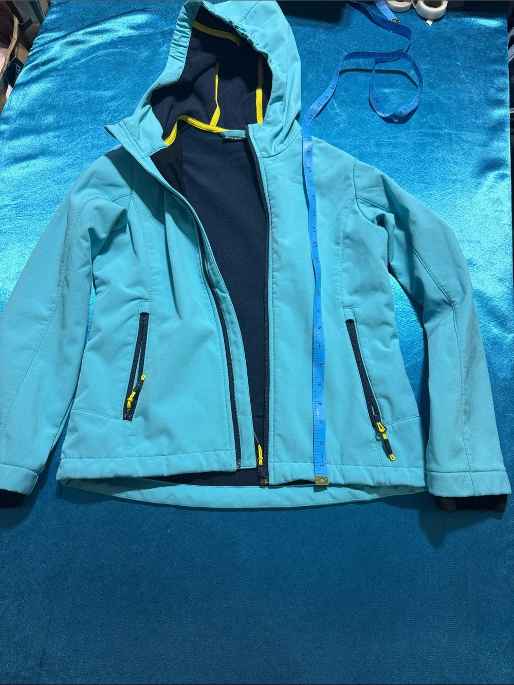 Children's Aqua Hooded Raincoat with Contrast Trim